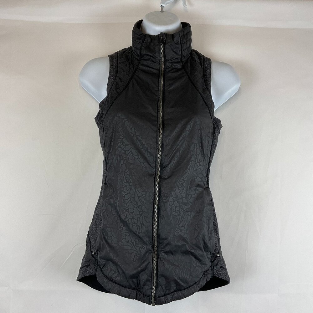 Lululemon Vest 4 Gray Print Full Zipper Contrast Fabric